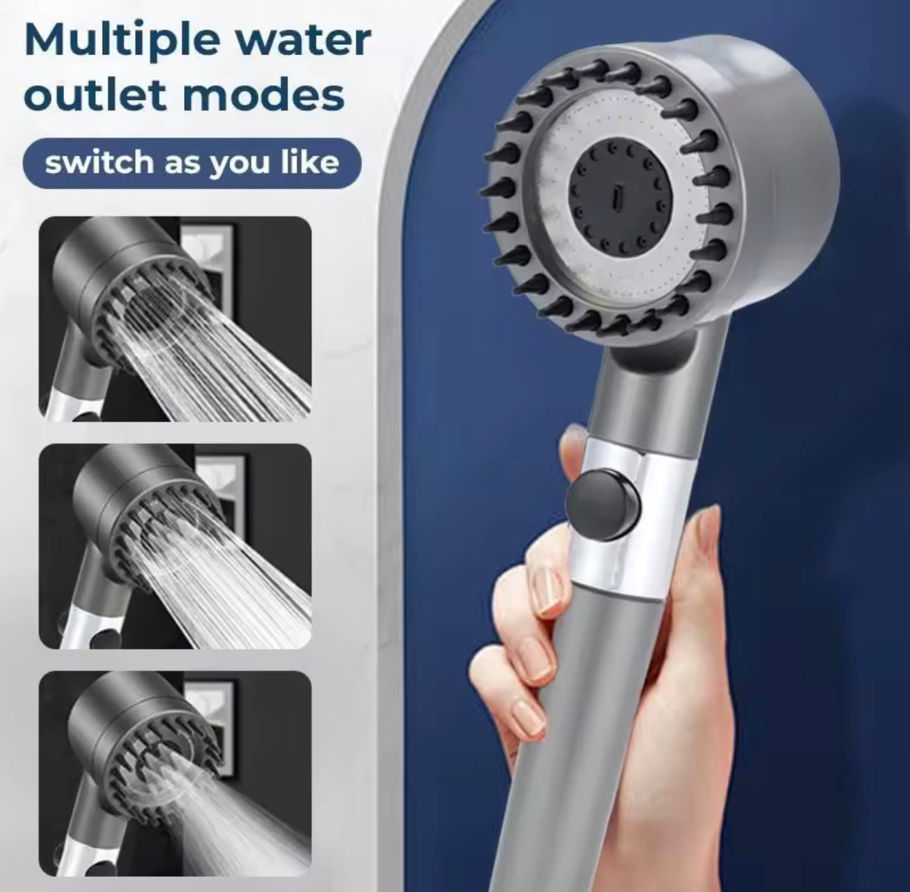 New High Pressure Water Saving Filter Shower Head 5 Modes Handheld Shower Head One Button Stop Bathroom Accessories Set